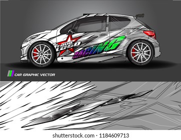 Car decal design vector. abstract racing graphic stripe background kit for vehicle vinyl wrap, race car sticker, and rally livery  