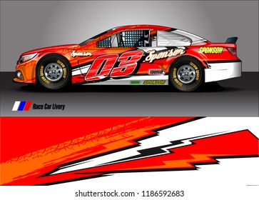 Car decal design vector. abstract graphic stripe background kit for vehicle vinyl wrap, race car sticker, and rally livery