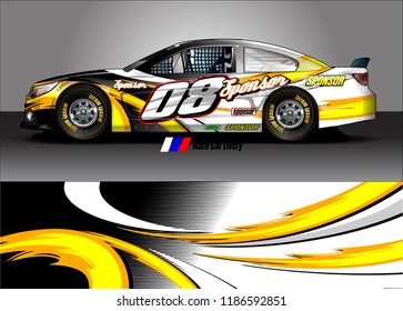 Car decal design vector. abstract graphic stripe background kit for vehicle vinyl wrap, race car sticker, and rally livery