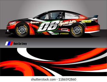 Car decal design vector. abstract graphic stripe background kit for vehicle vinyl wrap, race car sticker, and rally livery