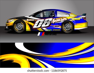Car decal design vector. abstract graphic stripe background kit for vehicle vinyl wrap, race car sticker, and rally livery