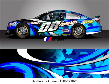 Car decal design vector. abstract graphic stripe background kit for vehicle vinyl wrap, race car sticker, and rally livery