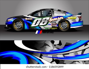 Car decal design vector. abstract graphic stripe background kit for vehicle vinyl wrap, race car sticker, and rally livery