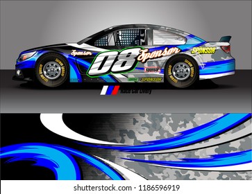 Car decal design vector. abstract racing graphic stripe background kit for vehicle vinyl wrap, race car sticker, and rally livery