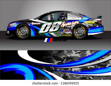 Car decal design vector. abstract racing graphic stripe background kit for vehicle vinyl wrap, race car sticker, and rally livery
