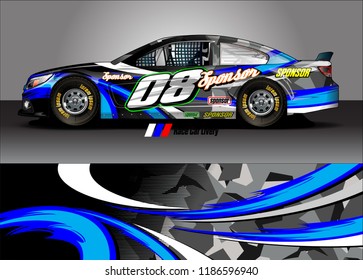 Car decal design vector. abstract racing graphic stripe background kit for vehicle vinyl wrap, race car sticker, and rally livery