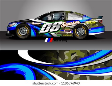 Car decal design vector. abstract racing graphic stripe background kit for vehicle vinyl wrap, race car sticker, and rally livery