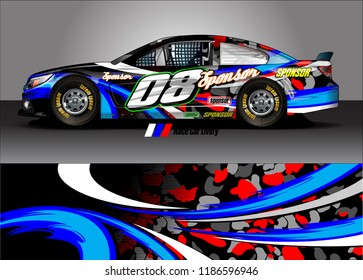 Car decal design vector. abstract racing graphic stripe background kit for vehicle vinyl wrap, race car sticker, and rally livery