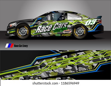 Car decal design vector. abstract racing graphic stripe background kit for vehicle vinyl wrap, race car sticker, and rally livery
