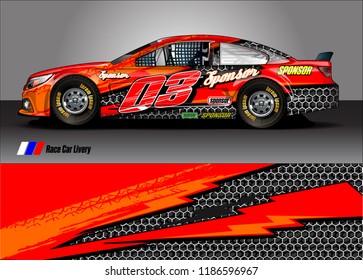 Car decal design vector. abstract racing graphic stripe background kit for vehicle vinyl wrap, race car sticker, and rally livery