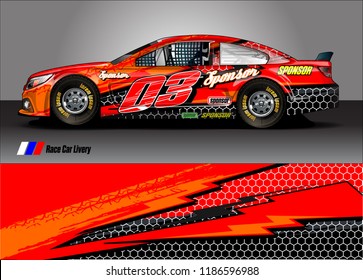 Car decal design vector. abstract racing graphic stripe background kit for vehicle vinyl wrap, race car sticker, and rally livery