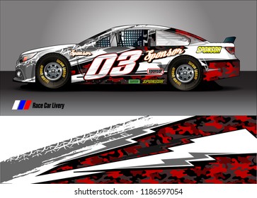 Car decal design vector. abstract racing graphic stripe background kit for vehicle vinyl wrap, race car sticker, and rally livery