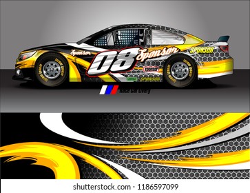 Car decal design vector. abstract racing graphic stripe background kit for vehicle vinyl wrap, race car sticker, and rally livery