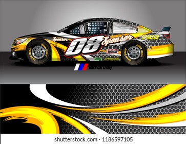 Car decal design vector. abstract racing graphic stripe background kit for vehicle vinyl wrap, race car sticker, and rally livery