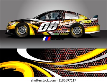 Car decal design vector. abstract racing graphic stripe background kit for vehicle vinyl wrap, race car sticker, and rally livery