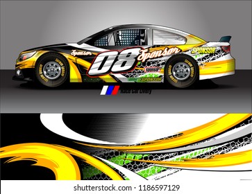 Car decal design vector. abstract racing graphic stripe background kit for vehicle vinyl wrap, race car sticker, and rally livery