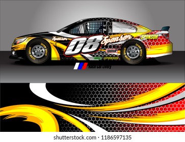 Car decal design vector. abstract racing graphic stripe background kit for vehicle vinyl wrap, race car sticker, and rally livery
