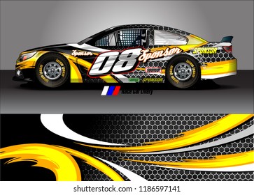 Car decal design vector. abstract racing graphic stripe background kit for vehicle vinyl wrap, race car sticker, and rally livery