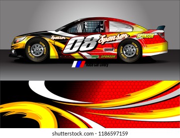 Car decal design vector. abstract racing graphic stripe background kit for vehicle vinyl wrap, race car sticker, and rally livery
