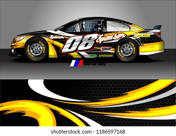 Car decal design vector. abstract racing graphic stripe background kit for vehicle vinyl wrap, race car sticker, and rally livery