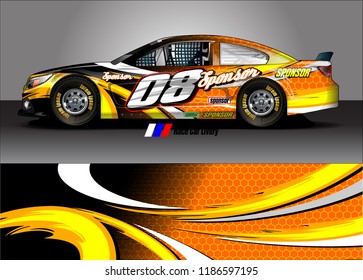 Car decal design vector. abstract racing graphic stripe background kit for vehicle vinyl wrap, race car sticker, and rally livery