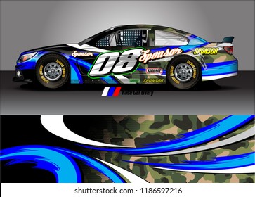 Car decal design vector. abstract racing graphic stripe background kit for vehicle vinyl wrap, race car sticker, and rally livery