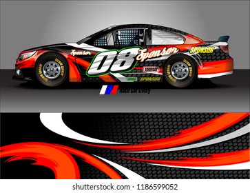 Car decal design vector. abstract racing graphic stripe background kit for vehicle vinyl wrap, race car sticker, and rally livery