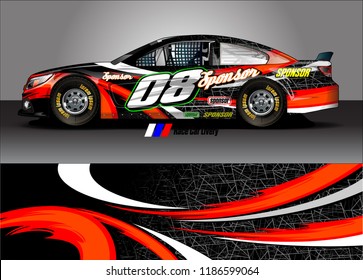 Car decal design vector. abstract racing graphic stripe background kit for vehicle vinyl wrap, race car sticker, and rally livery