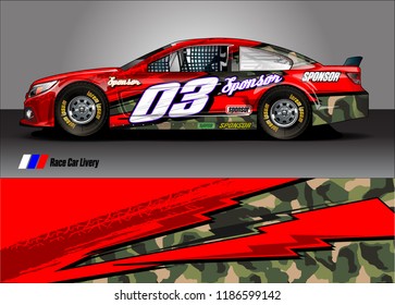 Car decal design vector. abstract racing graphic stripe background kit for vehicle vinyl wrap, race car sticker, and rally livery