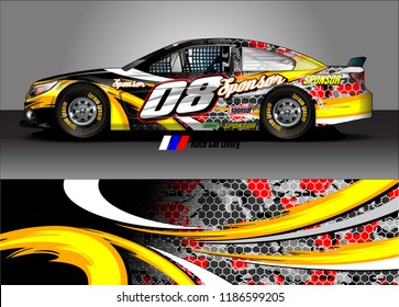 Car decal design vector. abstract racing graphic stripe background kit for vehicle vinyl wrap, race car sticker, and rally livery
