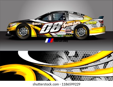 Car decal design vector. abstract racing graphic stripe background kit for vehicle vinyl wrap, race car sticker, and rally livery