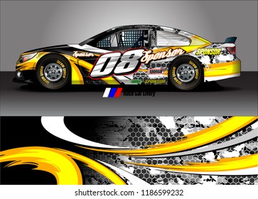 Car decal design vector. abstract racing graphic stripe background kit for vehicle vinyl wrap, race car sticker, and rally livery