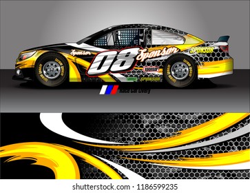 Car decal design vector. abstract racing graphic stripe background kit for vehicle vinyl wrap, race car sticker, and rally livery
