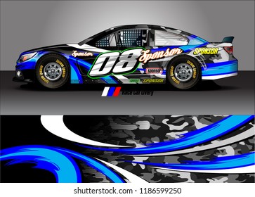 Car decal design vector. abstract racing graphic stripe background kit for vehicle vinyl wrap, race car sticker, and rally livery