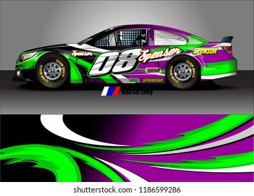 Car decal design vector. abstract racing graphic stripe background kit for vehicle vinyl wrap, race car sticker, and rally livery