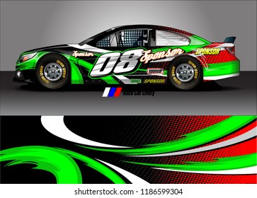 Car decal design vector. abstract racing graphic stripe background kit for vehicle vinyl wrap, race car sticker, and rally livery