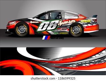 Car decal design vector. abstract racing graphic stripe background kit for vehicle vinyl wrap, race car sticker, and rally livery