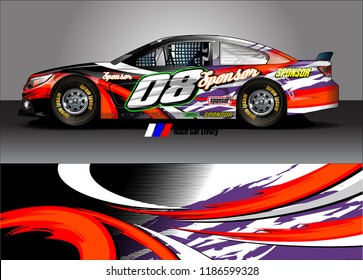 Car decal design vector. abstract racing graphic stripe background kit for vehicle vinyl wrap, race car sticker, and rally livery