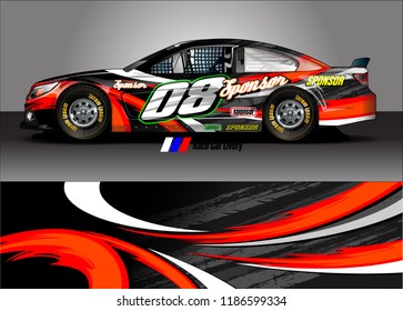 Car decal design vector. abstract racing graphic stripe background kit for vehicle vinyl wrap, race car sticker, and rally livery