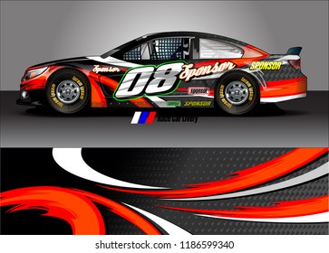 Car decal design vector. abstract racing graphic stripe background kit for vehicle vinyl wrap, race car sticker, and rally livery