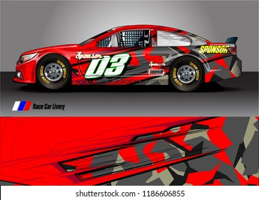 Car decal design vector. abstract racing graphic stripe background kit for vehicle vinyl wrap, race car sticker, and rally livery