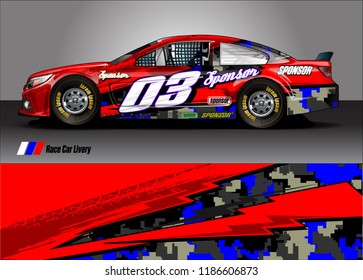 Car decal design vector. abstract racing graphic stripe background kit for vehicle vinyl wrap, race car sticker, and rally livery