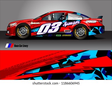 Car decal design vector. abstract racing graphic stripe background kit for vehicle vinyl wrap, race car sticker, and rally livery