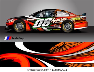 Car decal design vector. abstract racing graphic stripe background kit for vehicle vinyl wrap, race car sticker, and rally livery
