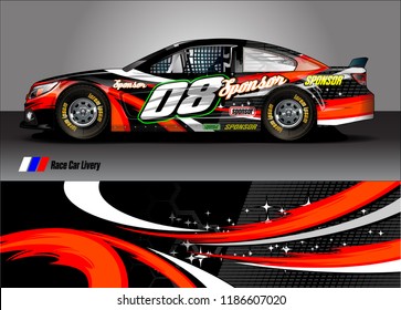 Car decal design vector. abstract racing graphic stripe background kit for vehicle vinyl wrap, race car sticker, and rally livery