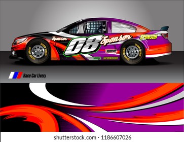 Car decal design vector. abstract racing graphic stripe background kit for vehicle vinyl wrap, race car sticker, and rally livery