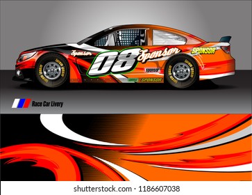 Car decal design vector. abstract racing graphic stripe background kit for vehicle vinyl wrap, race car sticker, and rally livery