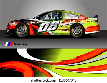Car decal design vector. abstract racing graphic stripe background kit for vehicle vinyl wrap, race car sticker, and rally livery