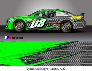 Car decal design vector. abstract racing graphic stripe background kit for vehicle vinyl wrap, race car sticker, and rally livery