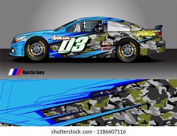 Car decal design vector. abstract racing graphic stripe background kit for vehicle vinyl wrap, race car sticker, and rally livery